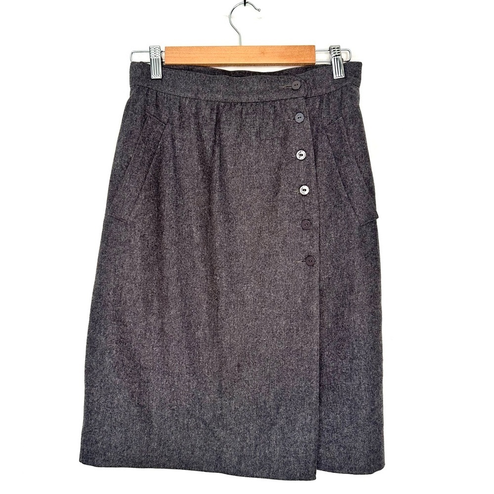 Escada | Vintage Gray Wool Wrap Skirt Size 38 US Size Small